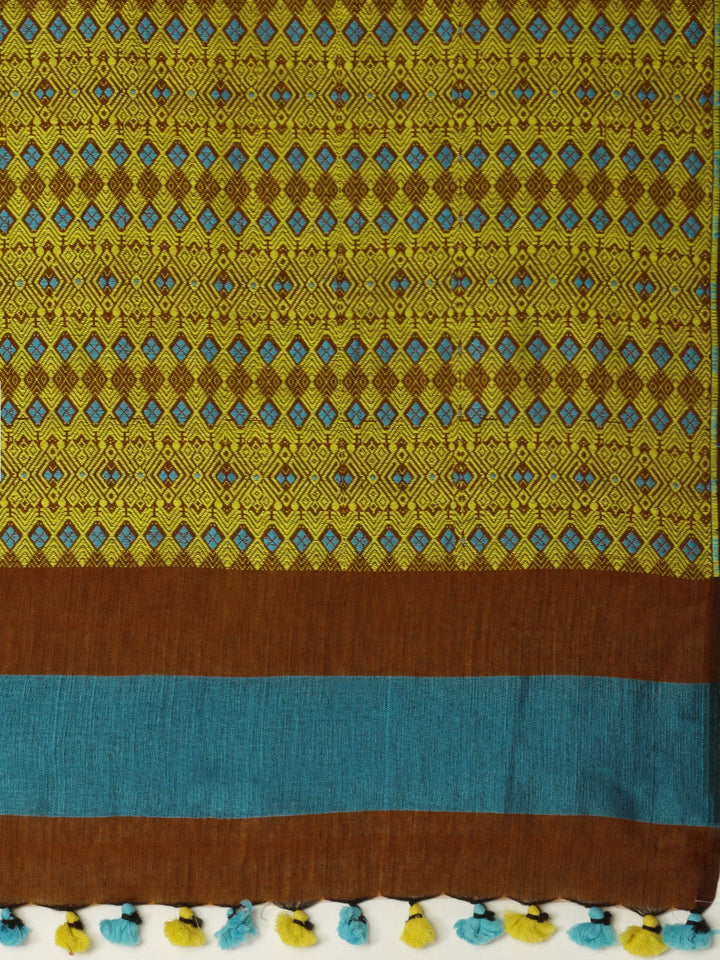 Rust Brown Hand woven Assamese Cotton Saree