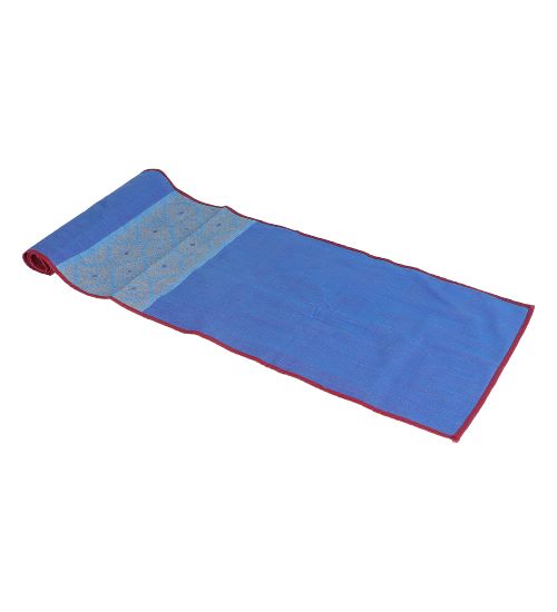 Blue Yellow Dhuniya Handloom Cotton Table Runner | SHOBITAM