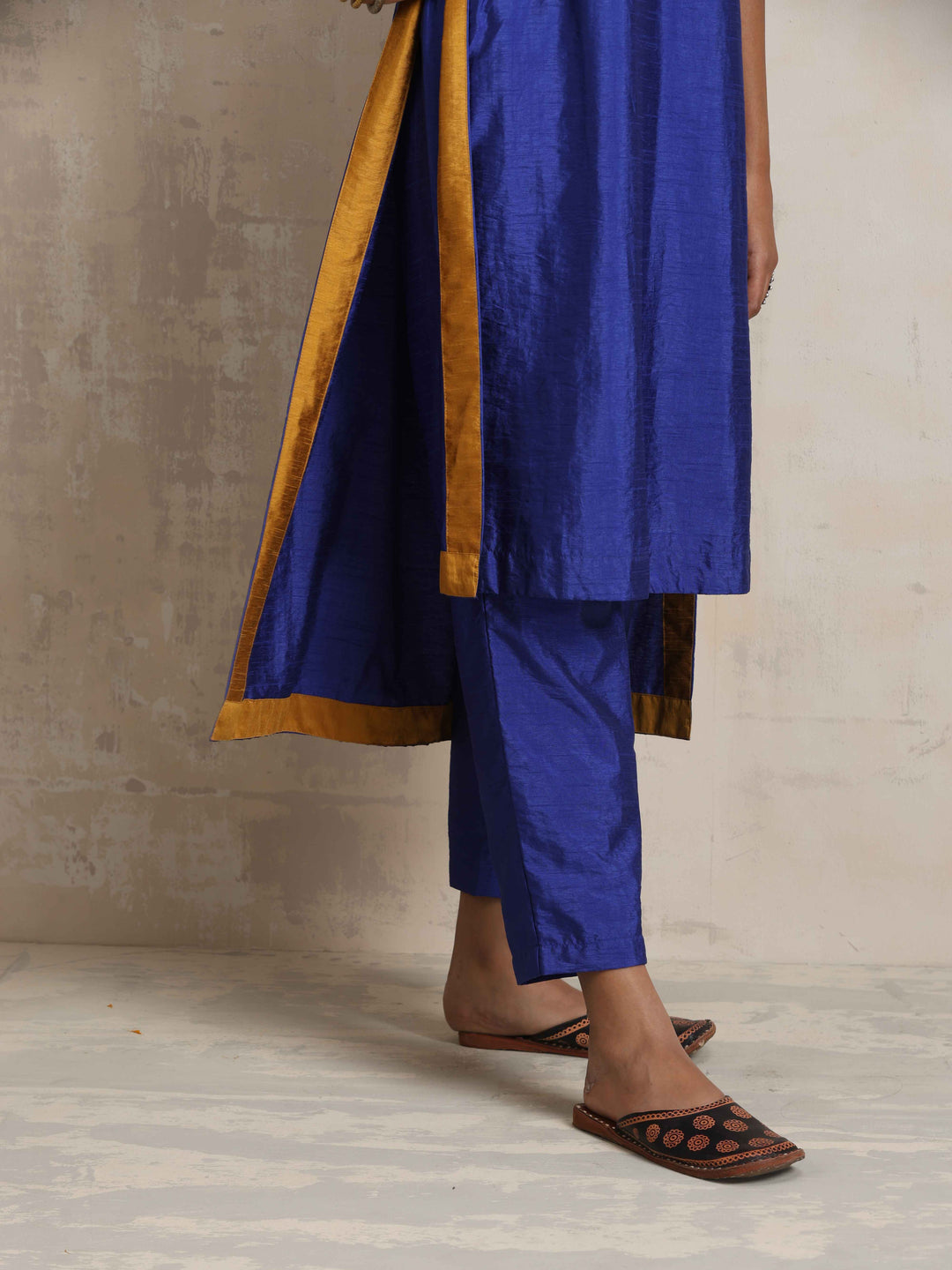 Blue Silk High Slit Kurta Set  | SHOBITAM