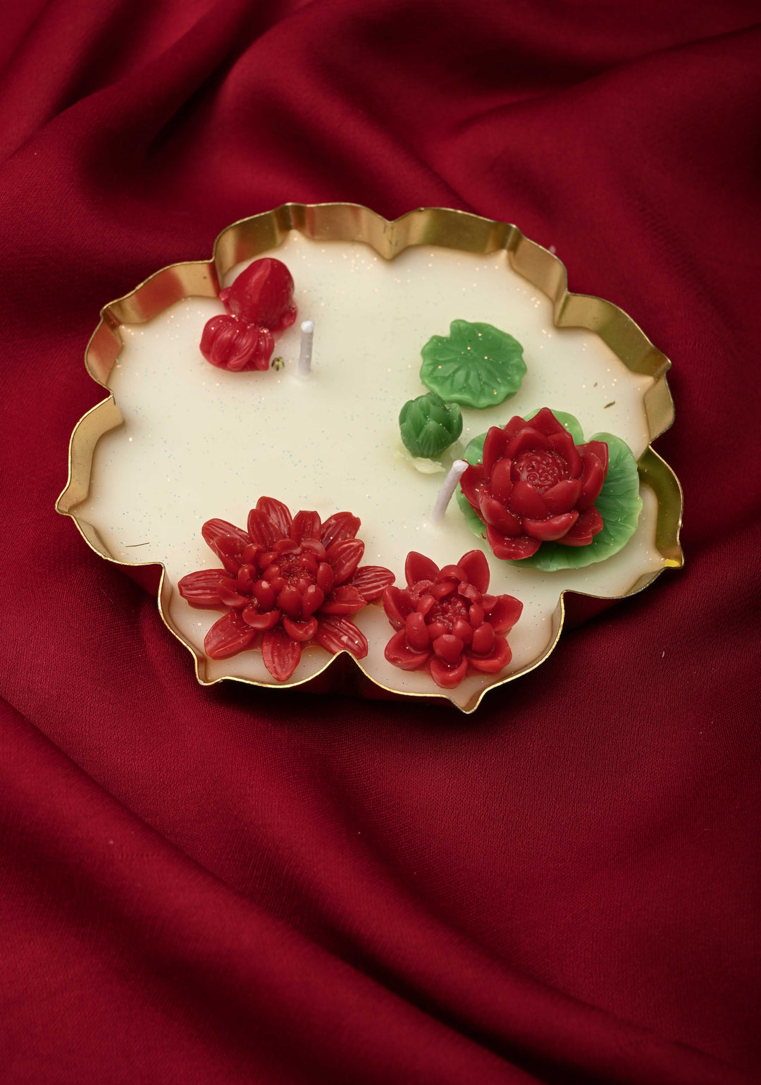 Urli with Lotus scented gliter candles | SHOBITAM
