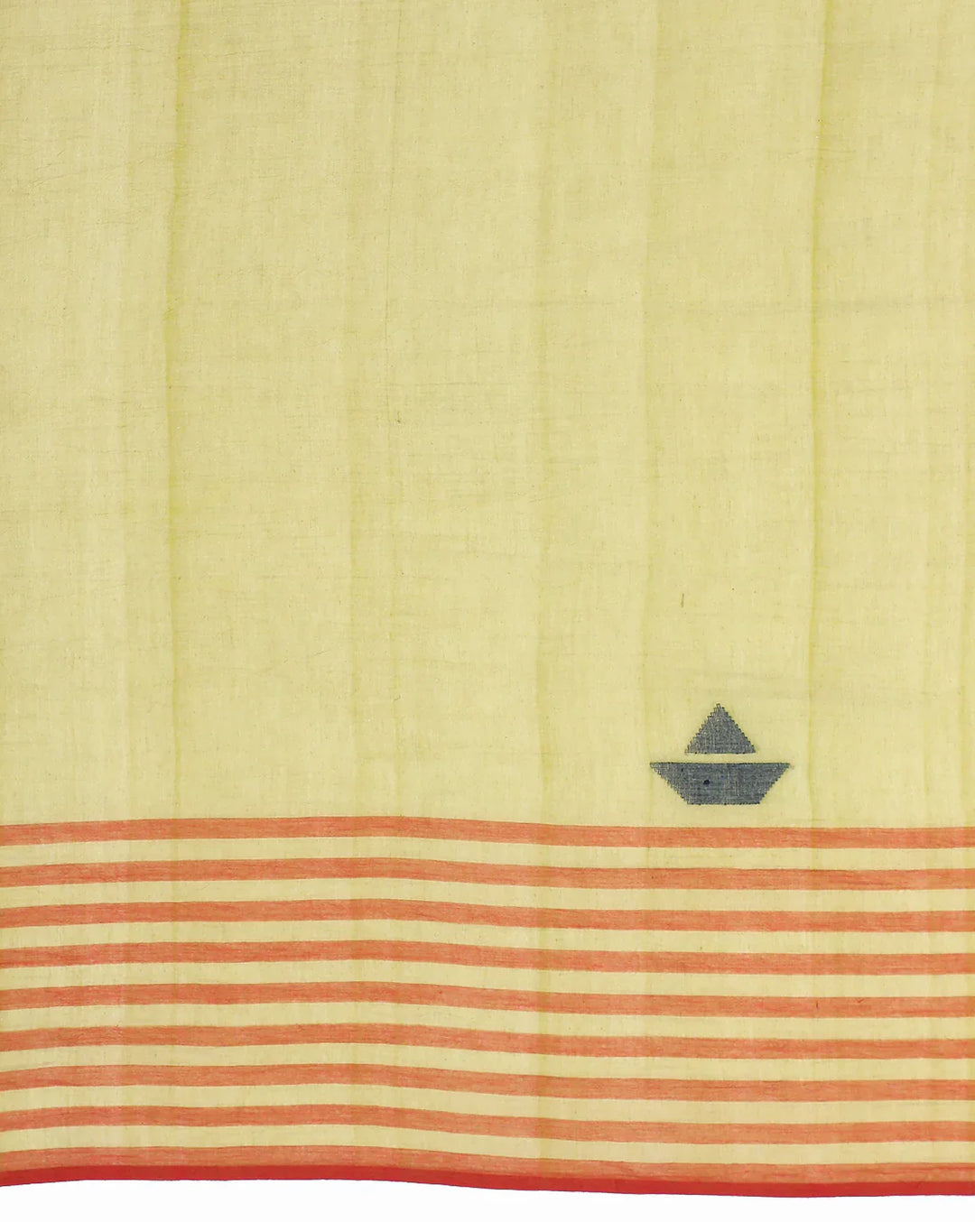 Green Handloom Jamdani Cotton Saree with Stripes Border