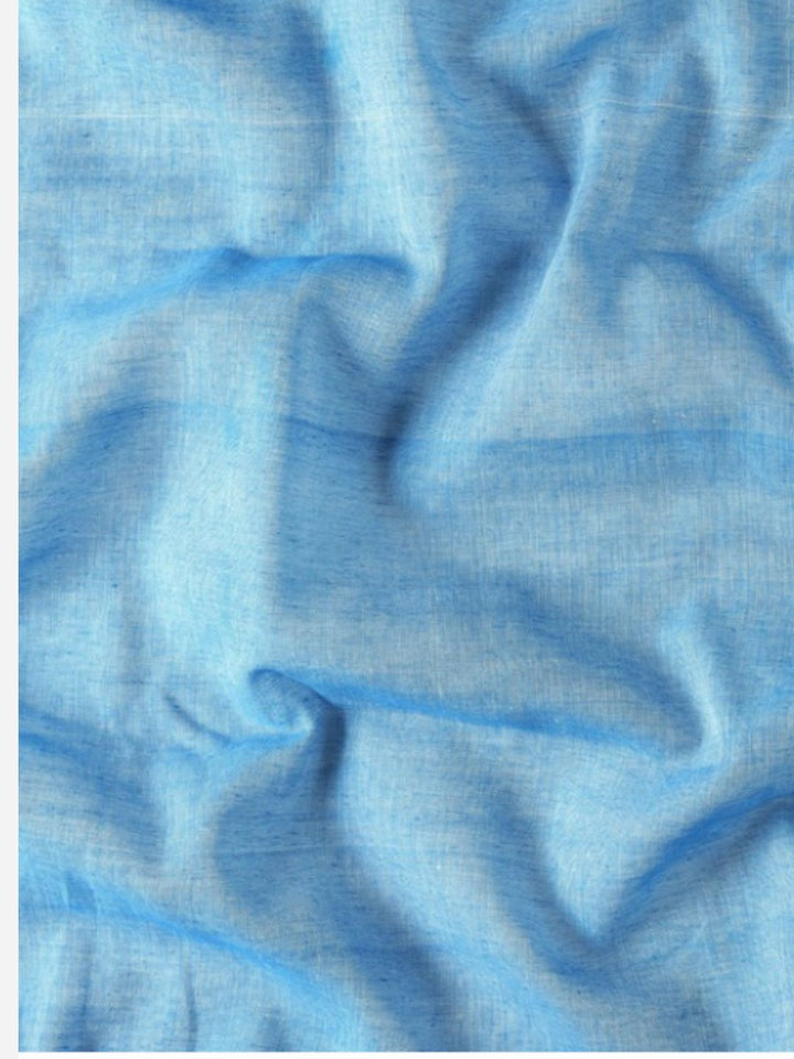 Blue Sequins Cotton Handloom Saree | SHOBITAM