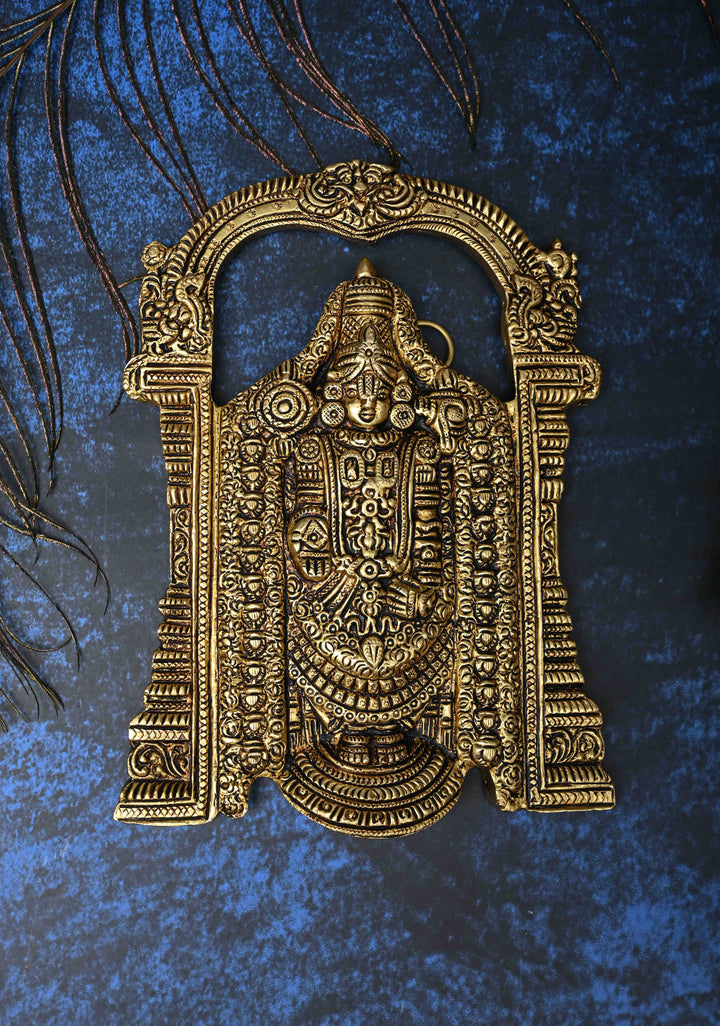 7.2" Brass Lord Venkateshwara Swami Wall Hanging, Indian Decorative