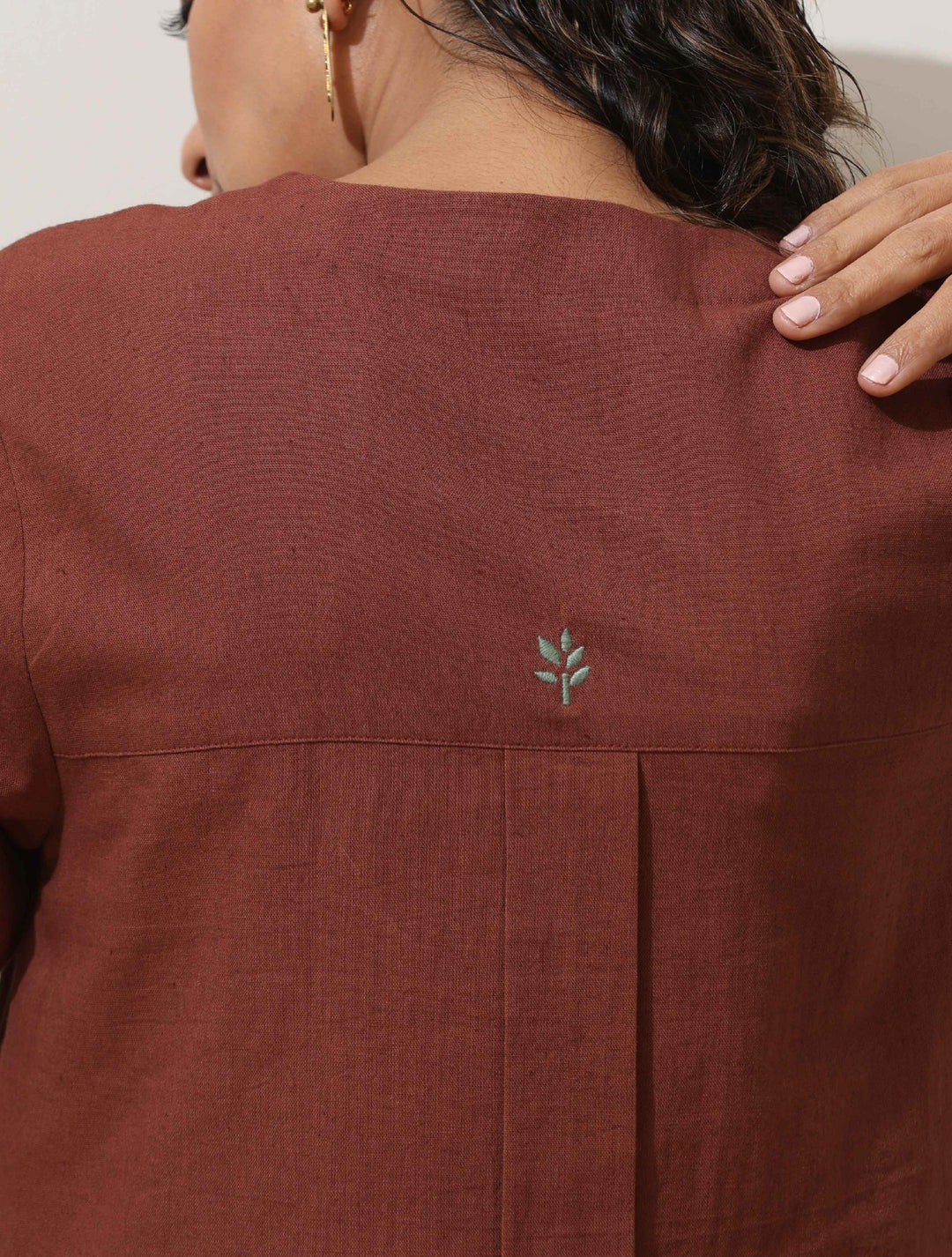 Brown Cotton Linen Kurta Pant Set | SHOBITAM
