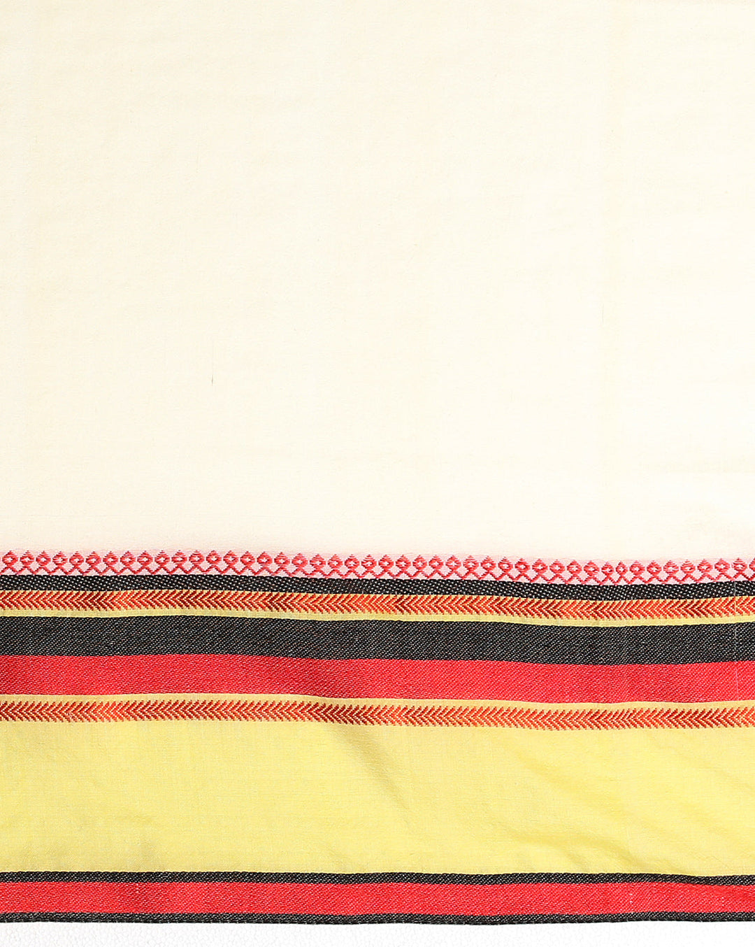 White Green Red Cotton Saree with Blouse piece