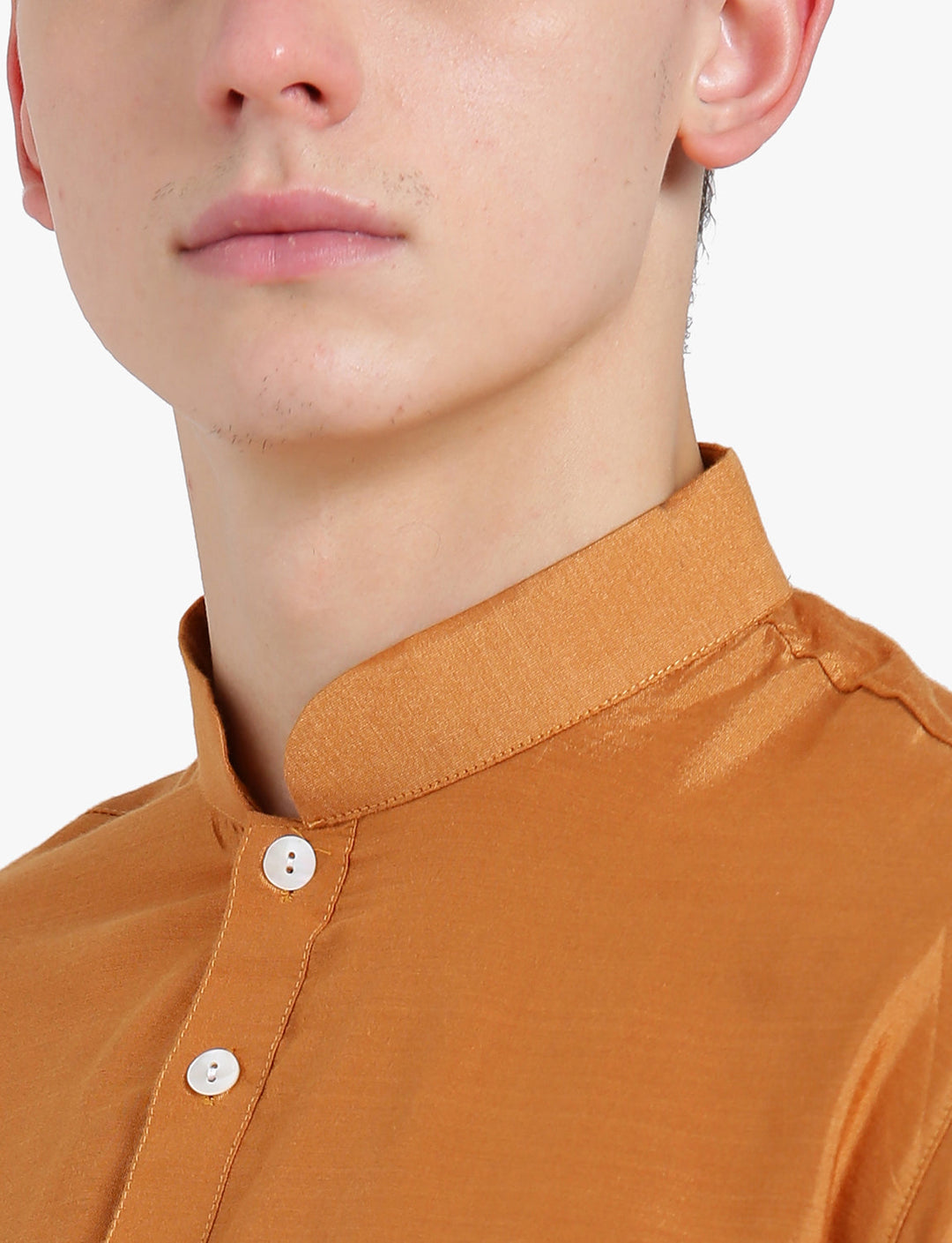 Mustard Silk Blend Solid Kurta | SHOBITAM