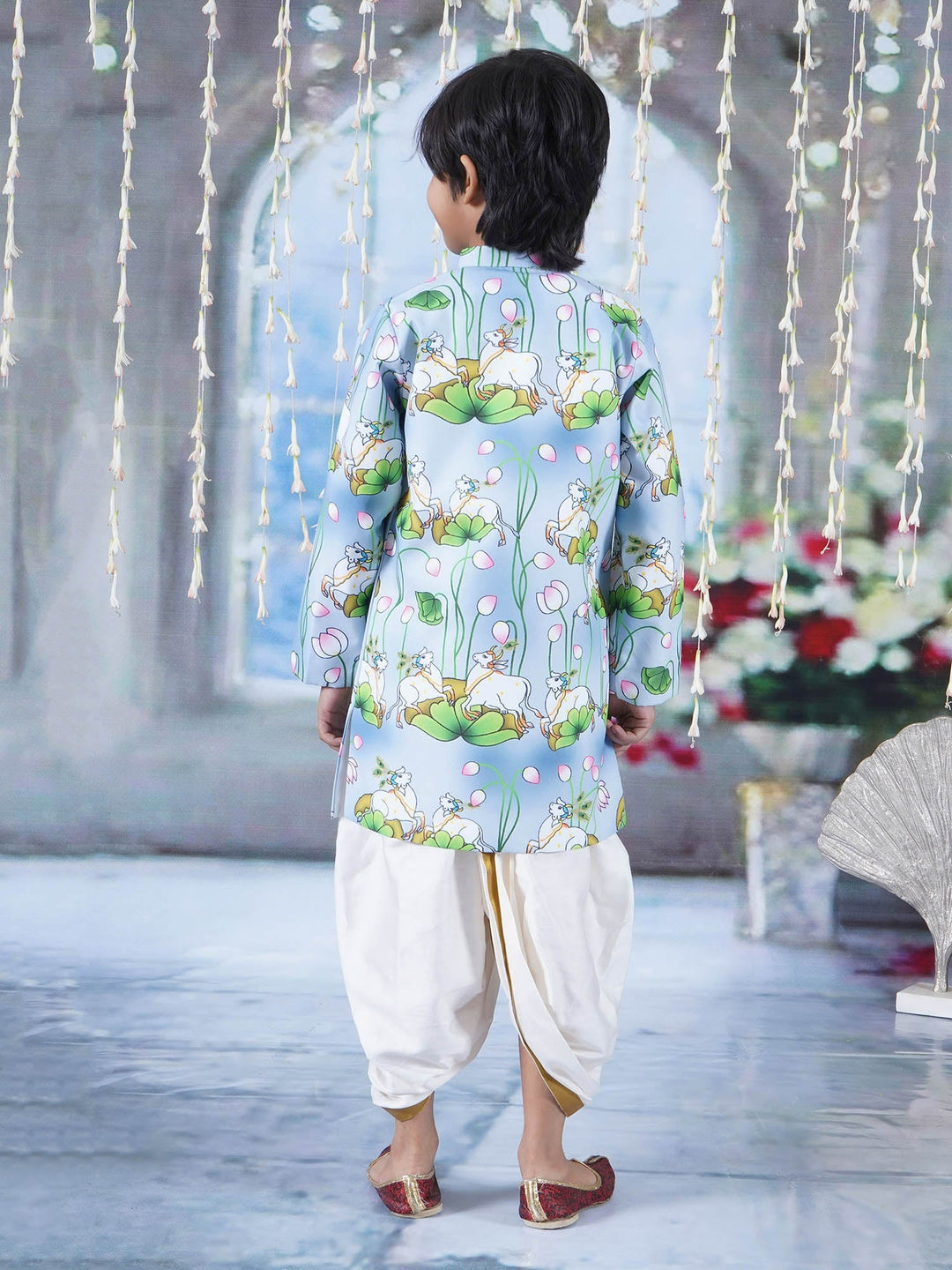 Neel Kaam Dhenu Cow Sherwani Dhoti - Sky Blue | SHOBITAM