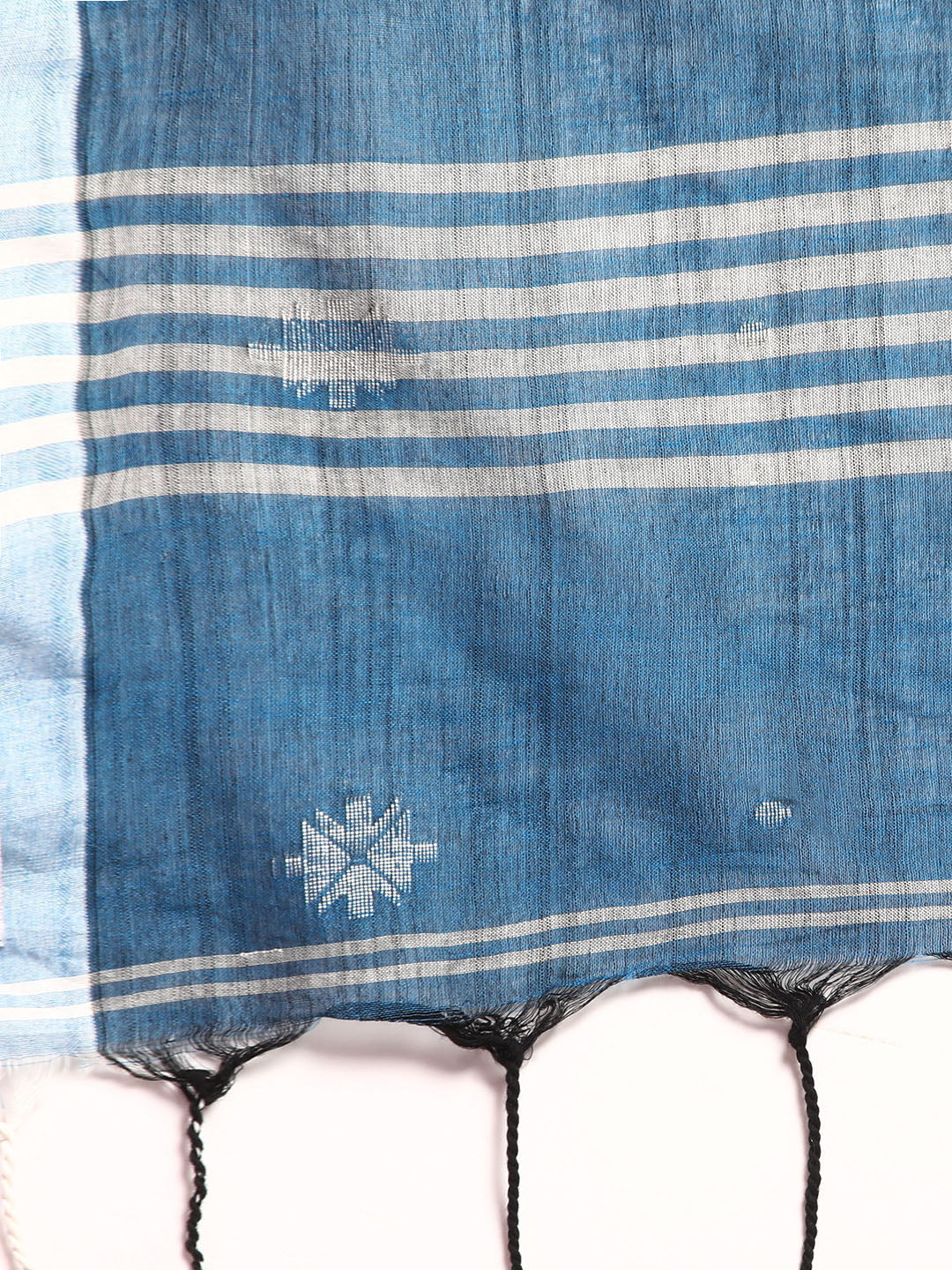 Blue Pure Cotton Saree with Minimal Border and Blouse piece