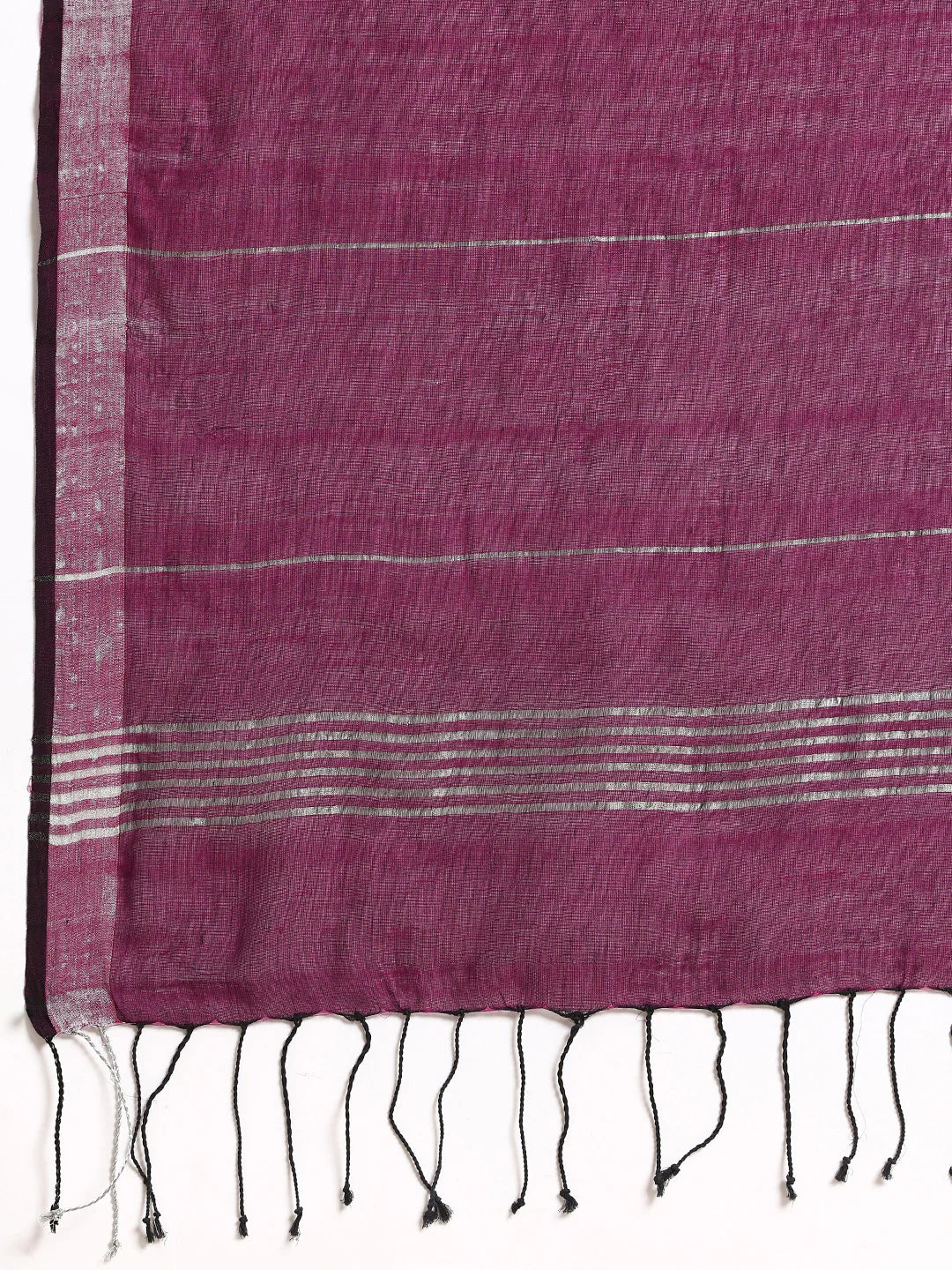 Handloom Grey Purple Cotton Kantha Saree