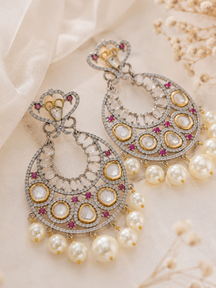 Pearl Chandbali Kundan Earrings | SHOBITAM