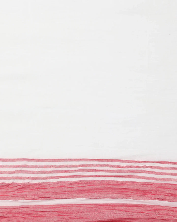 White Red Diamond Jamdani Cotton Saree