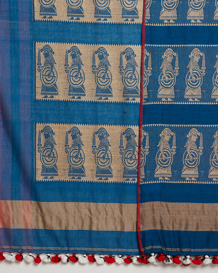 MidNight Plum Handloom Cotton Baluchari Saree