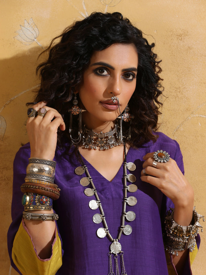 Purple Muslin Silk Co-ord Set | SHOBITAM