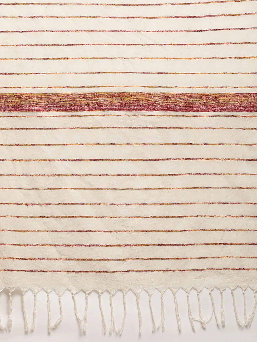 Cream Handloom Cotton Saree with Floral Kantha Embroidery Border