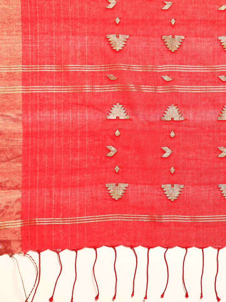 Handloom Zari buti Jamdani Cotton Saree with blouse piece | SHOBITAM