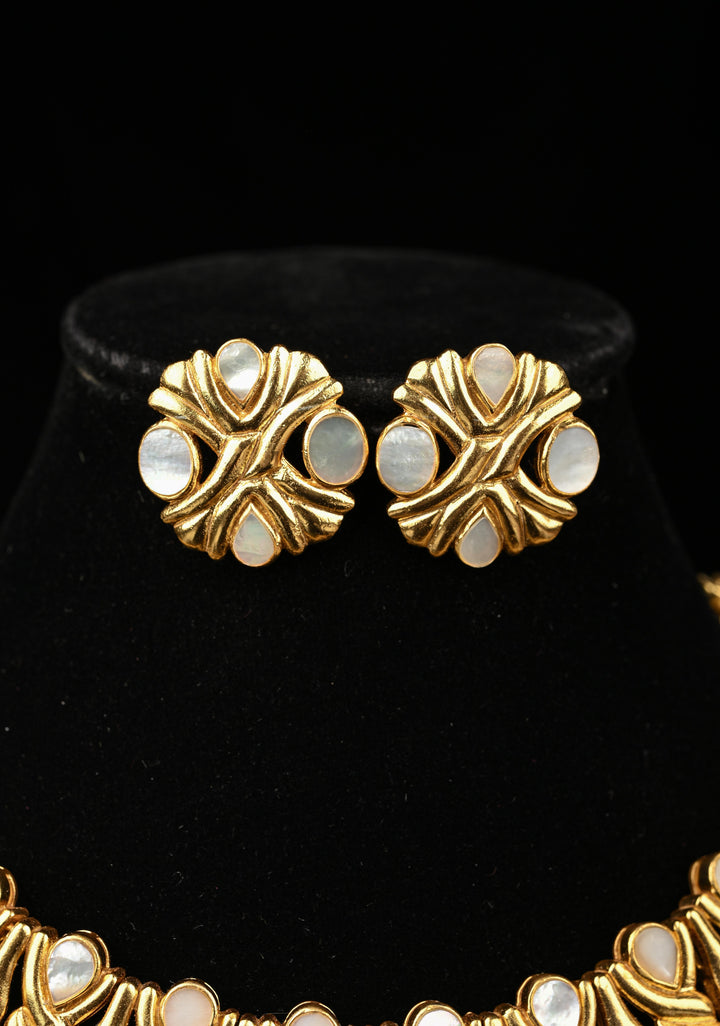 92.5 Pure Silver, Gold Plated Chitra Short Necklace Set