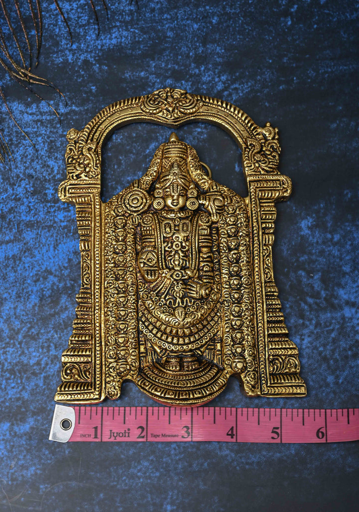 7.2" Brass Lord Venkateshwara Swami Wall Hanging, Indian Decorative