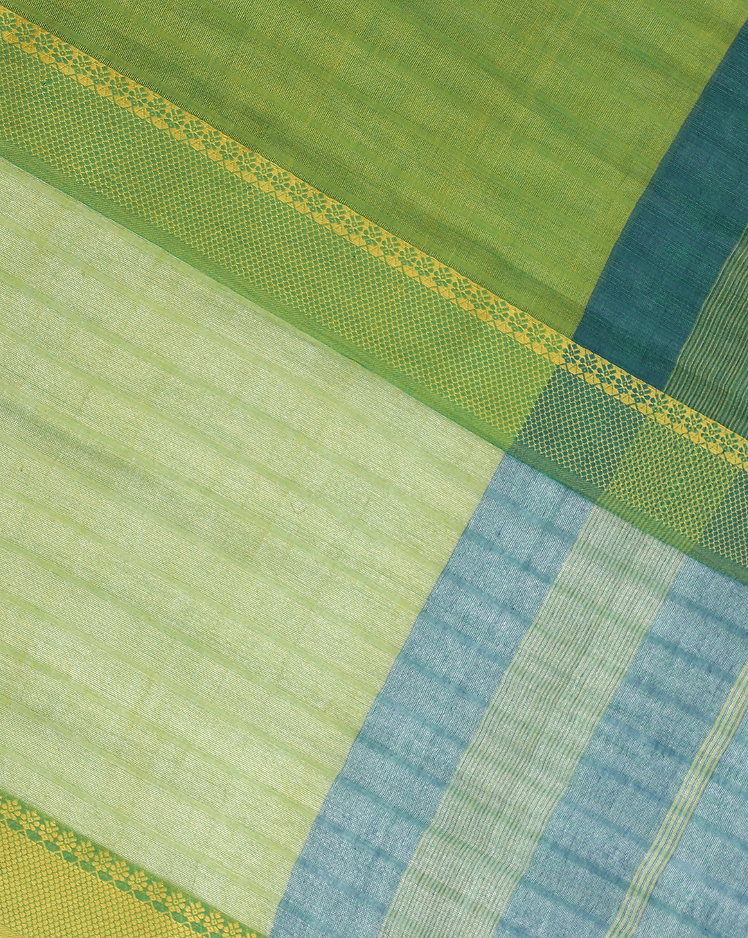 Teal Green Jacquard Cotton Saree | SHOBITAM