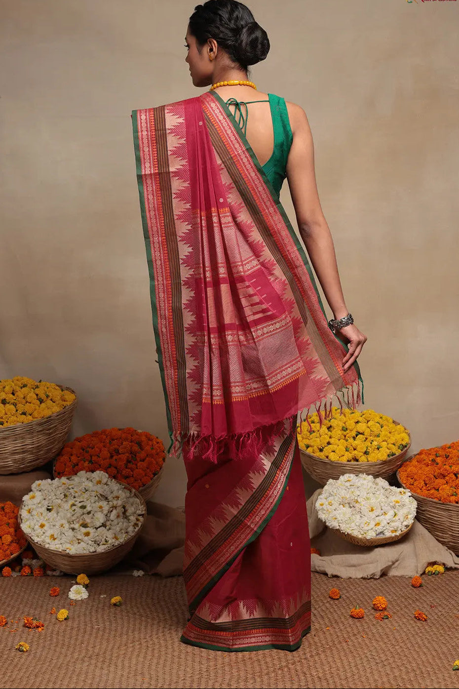 Magenta Pure Kanchi Cotton Saree | SHOBITAM