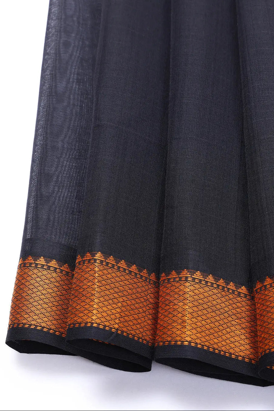 Handloom Black Pure Cotton Kanchi Contemporary Saree | SHOBITAM