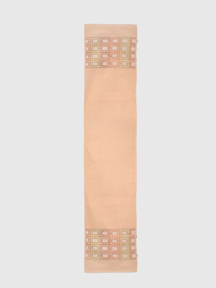 Beige Kantha Cotton Dining Table Runner | SHOBITAM