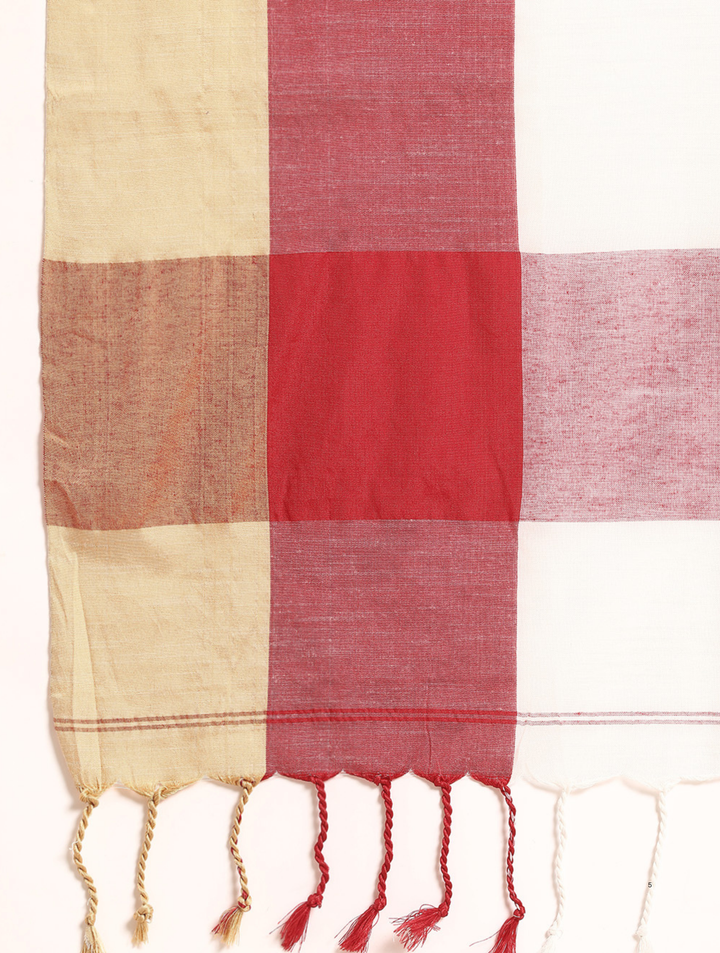 Colorblock Pure Cotton Saree with Blouse piece | SHOBITAM