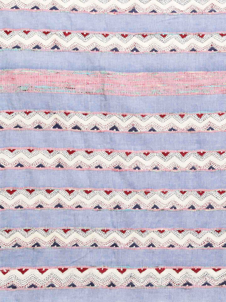 Sky Blue Khesh Kantha Cotton Saree