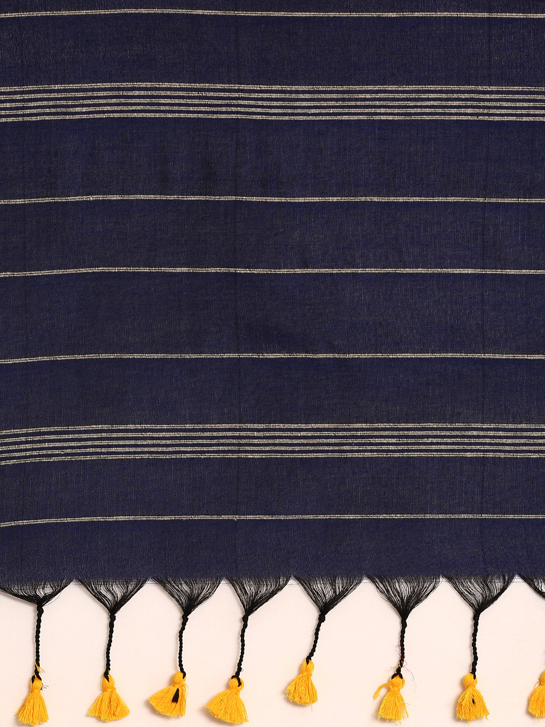 Blue Pure Cotton Saree with Long Tassels and Blouse piece