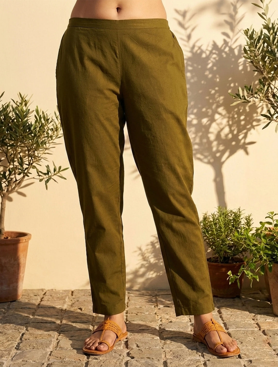 Olive Green Printed Kurta Pant Dupatta Set | SHOBITAM