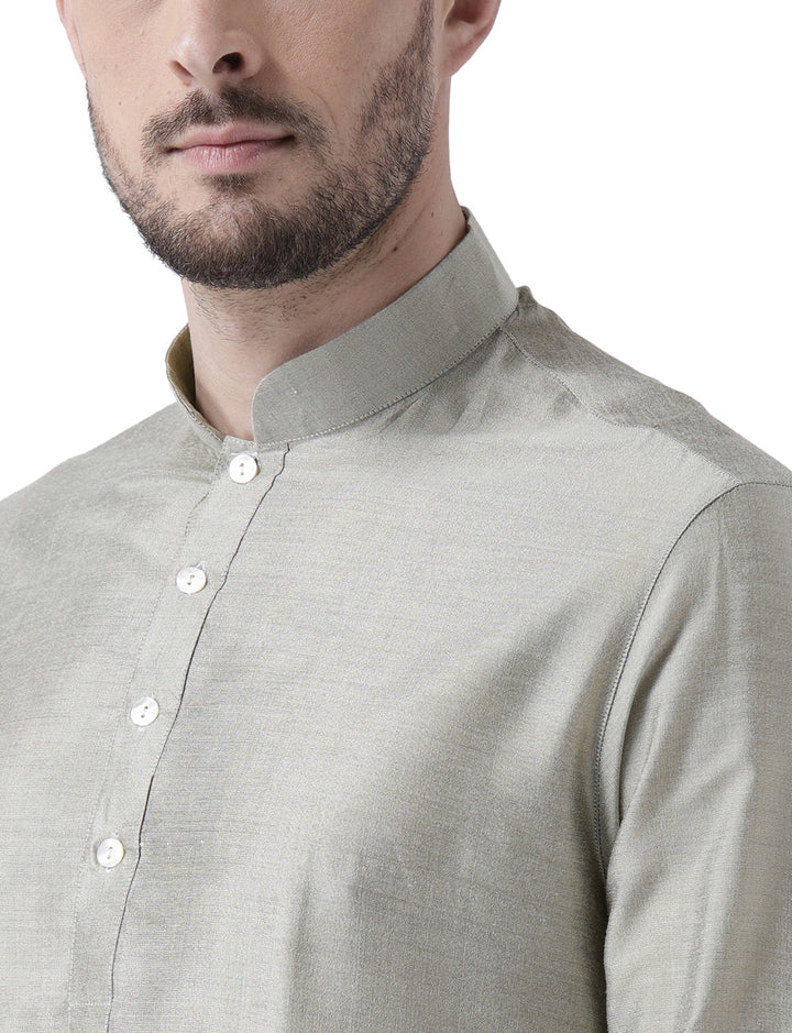 Silver Grey Solid Plain Kurta | SHOBITAM