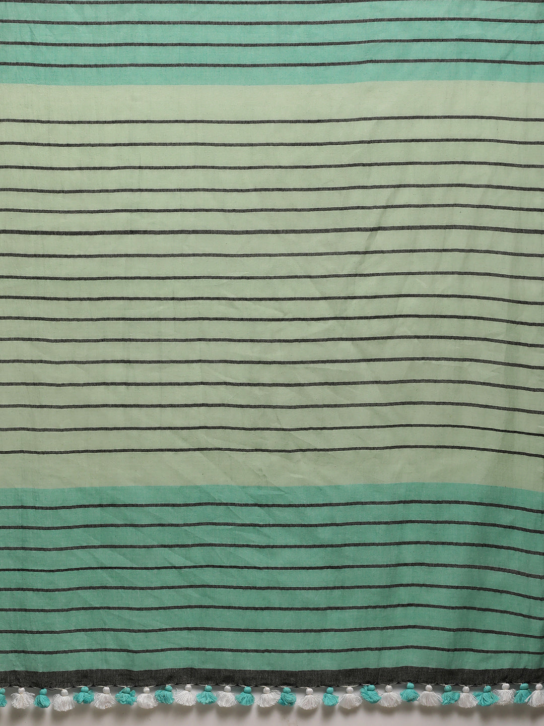 Handwoven Cotton Saree with pompoms | SHOBITAM
