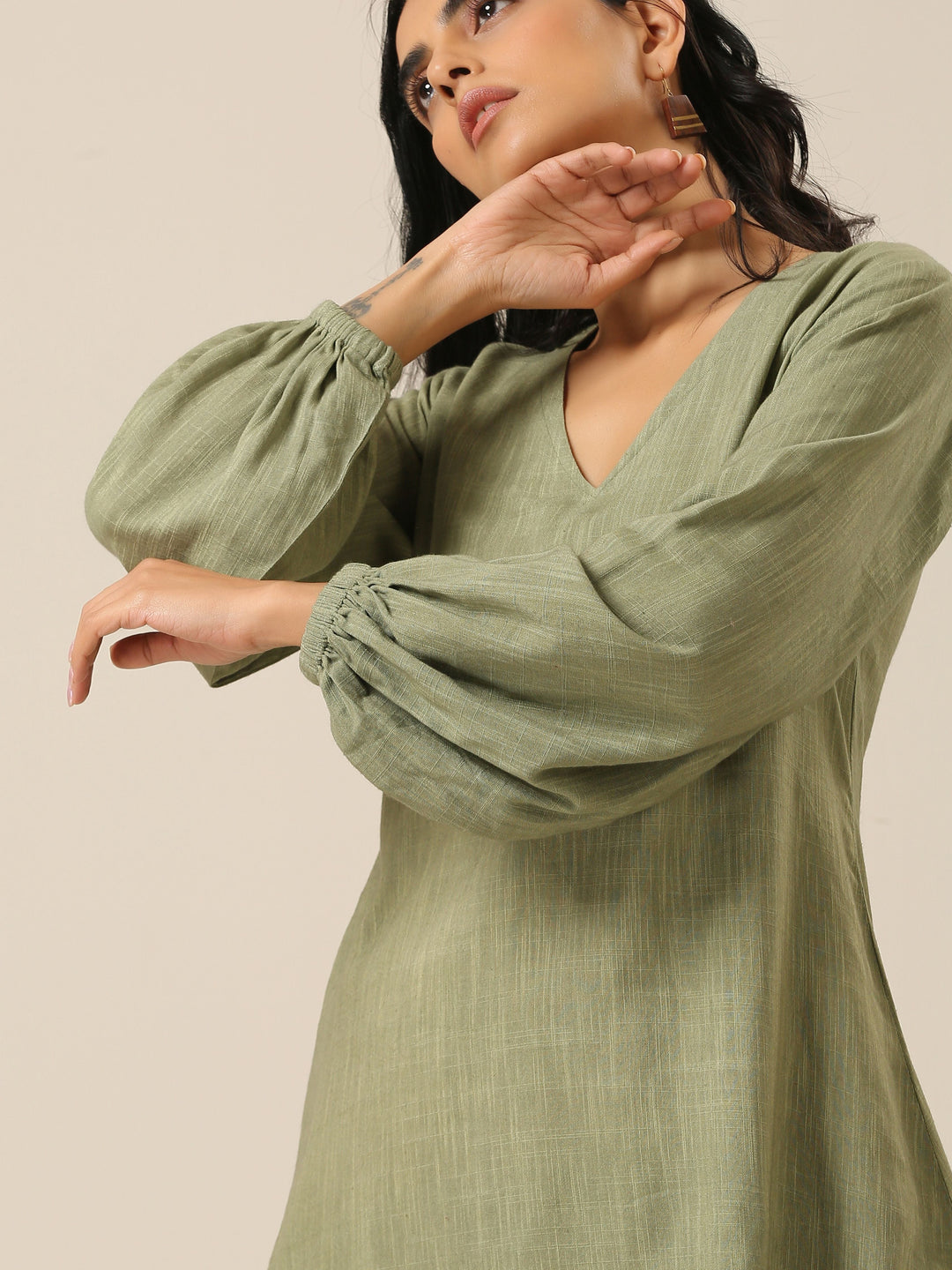 Sage Slub Textured Short Co-Ord Set | SHOBITAM