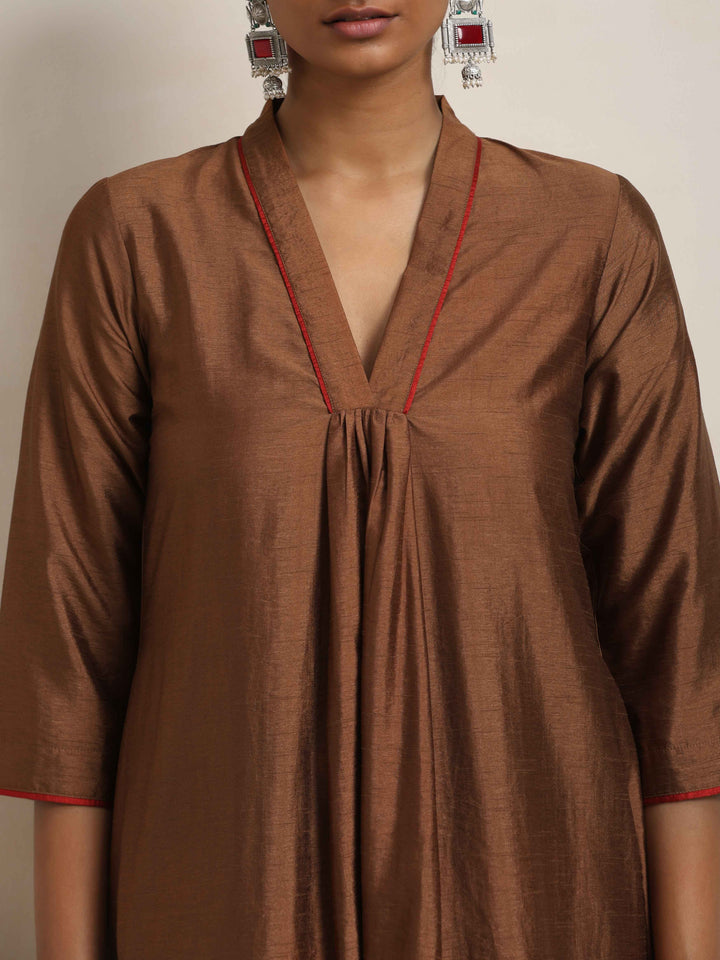 Brown Silk Kurta Set | SHOBITAM