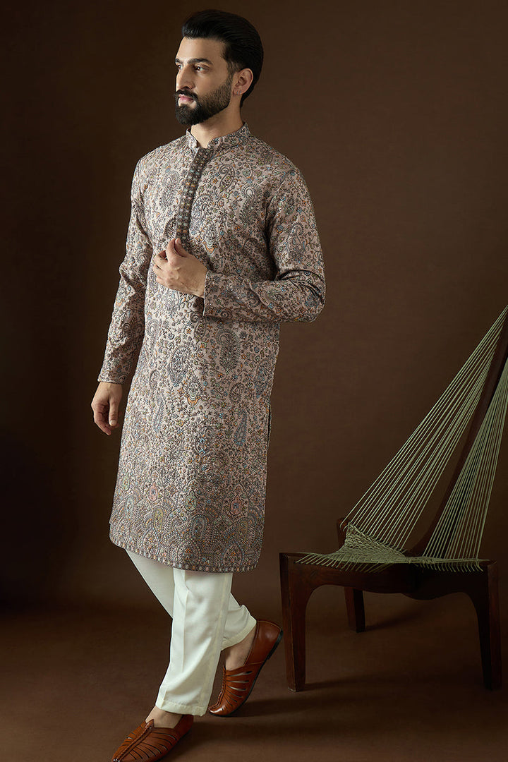Multi Polyster Solid Embroidered Straight Kurta Sets | SHOBITAM