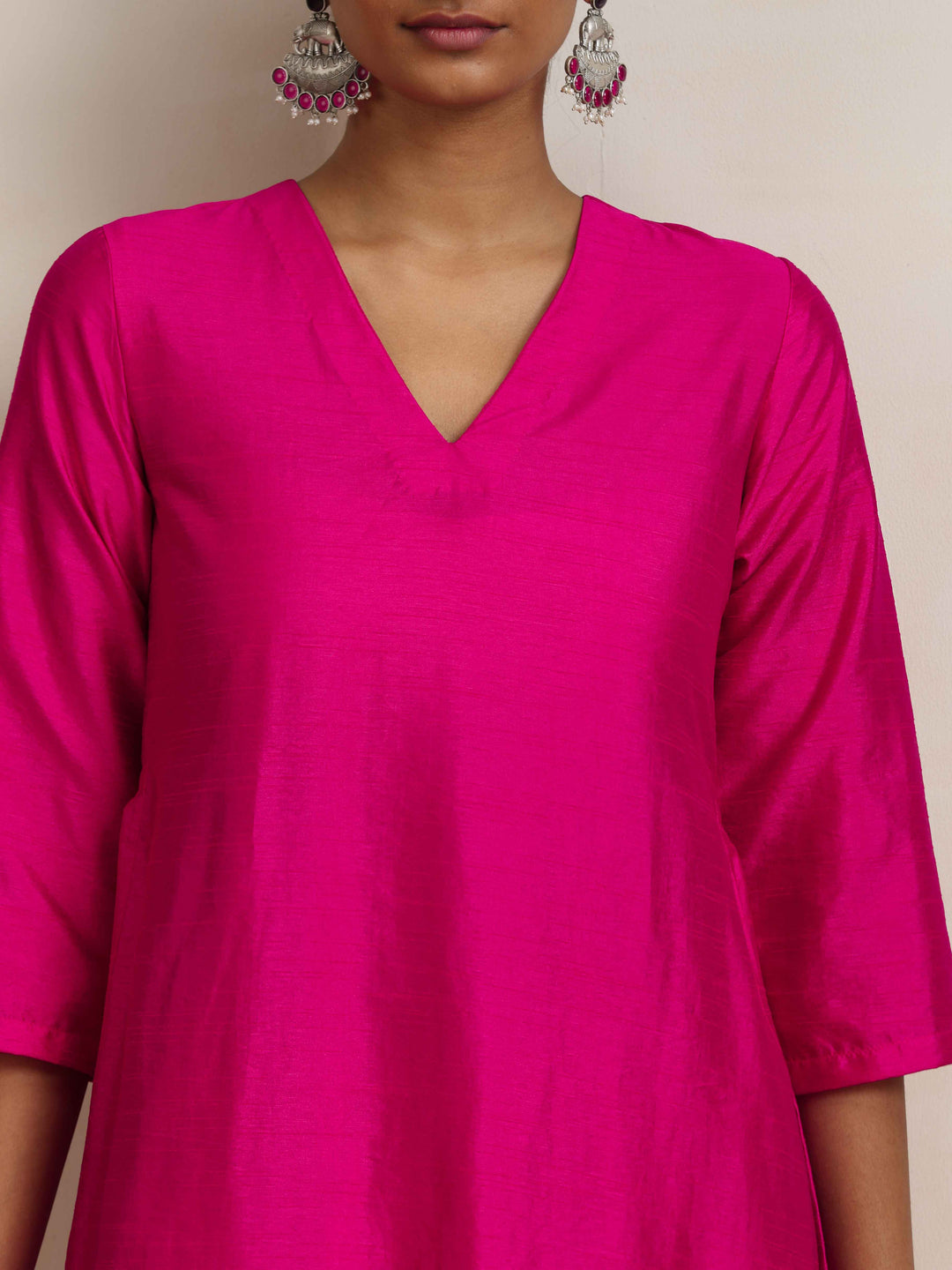 Pink Silk High Slit Kurta Set | SHOBITAM