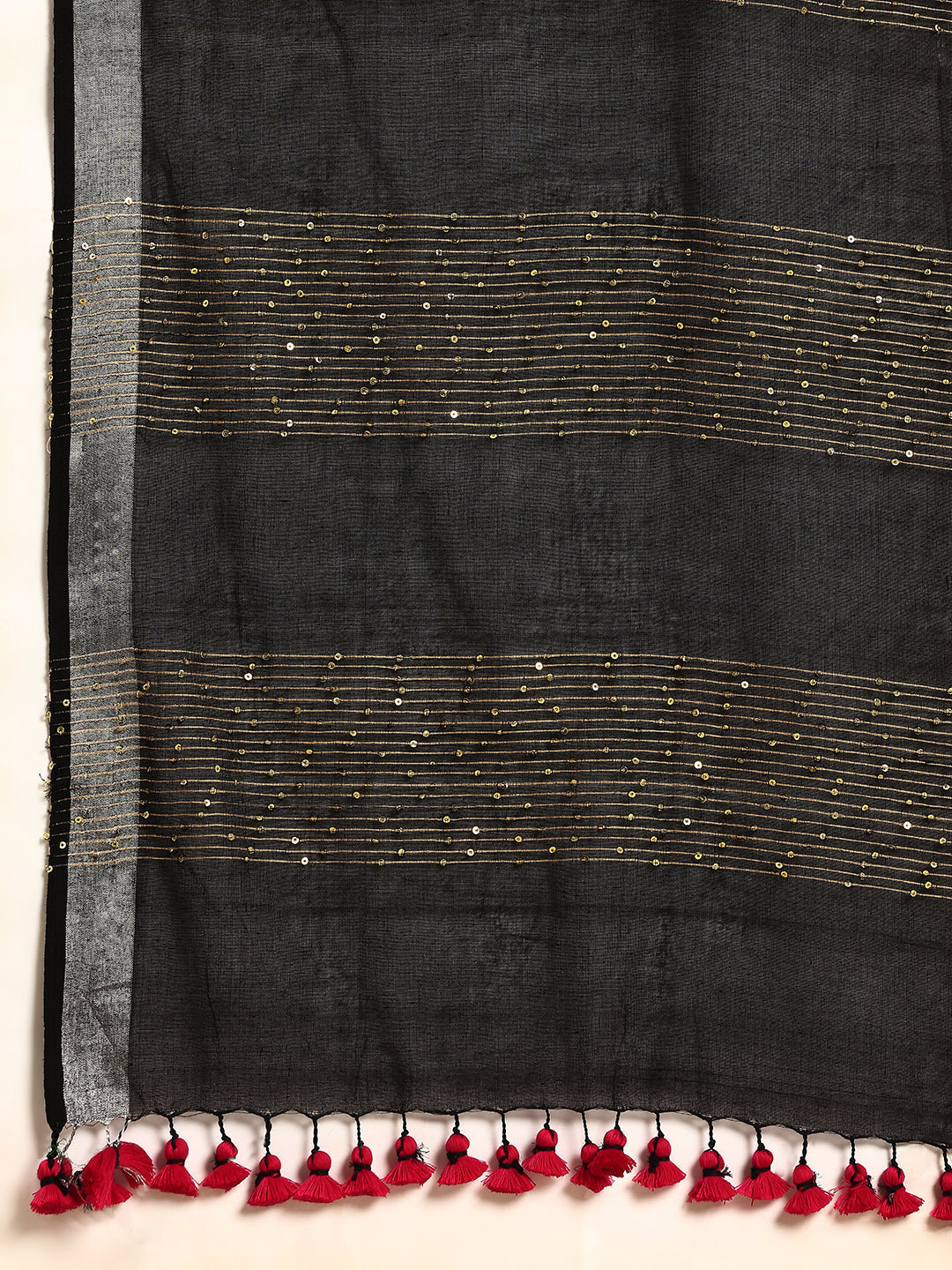 Green, Magenta & Blue Handloom Cotton Sequins Saree | SHOBITAM