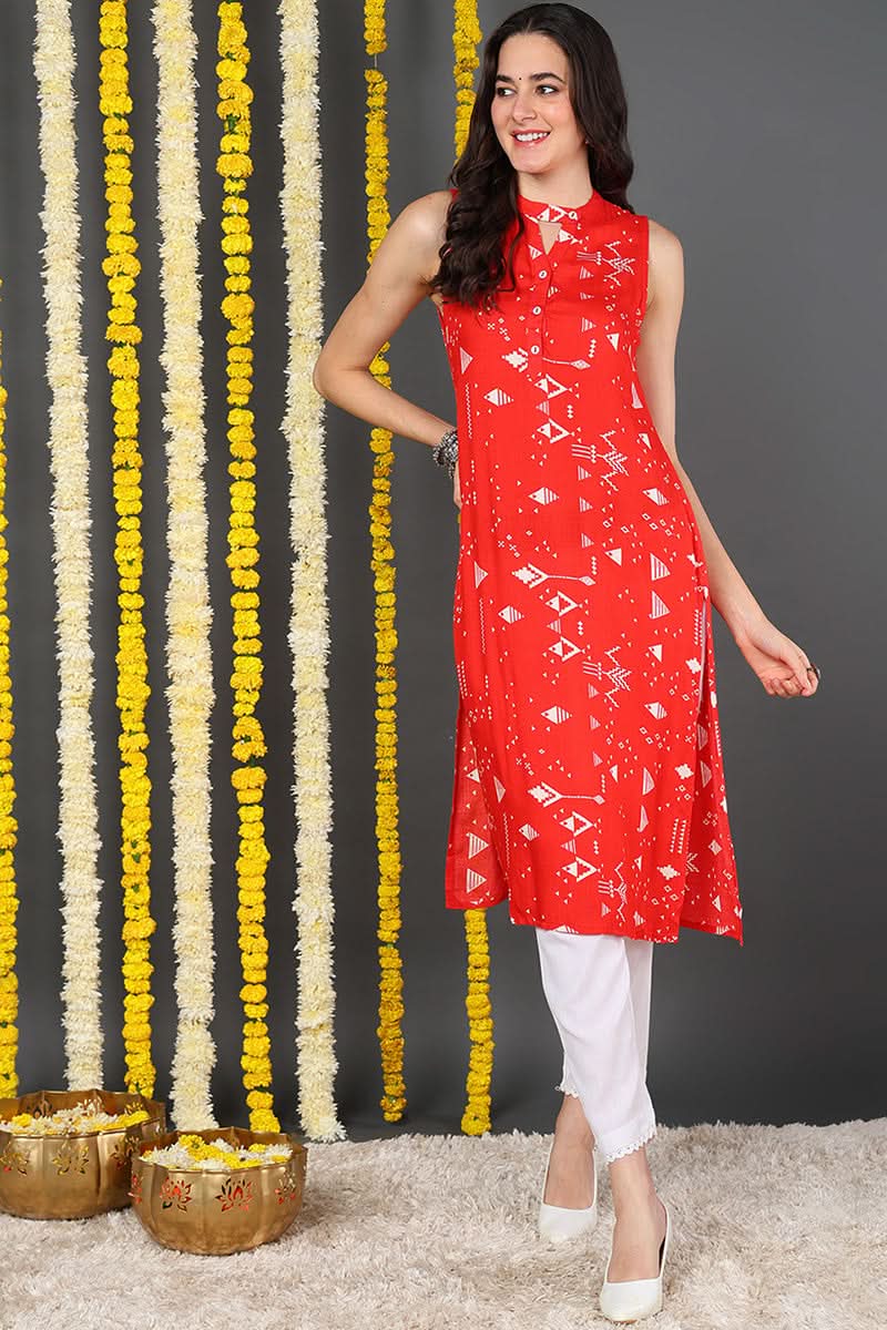 Gorgeous Red Cotton Kurta  | SHOBITAM