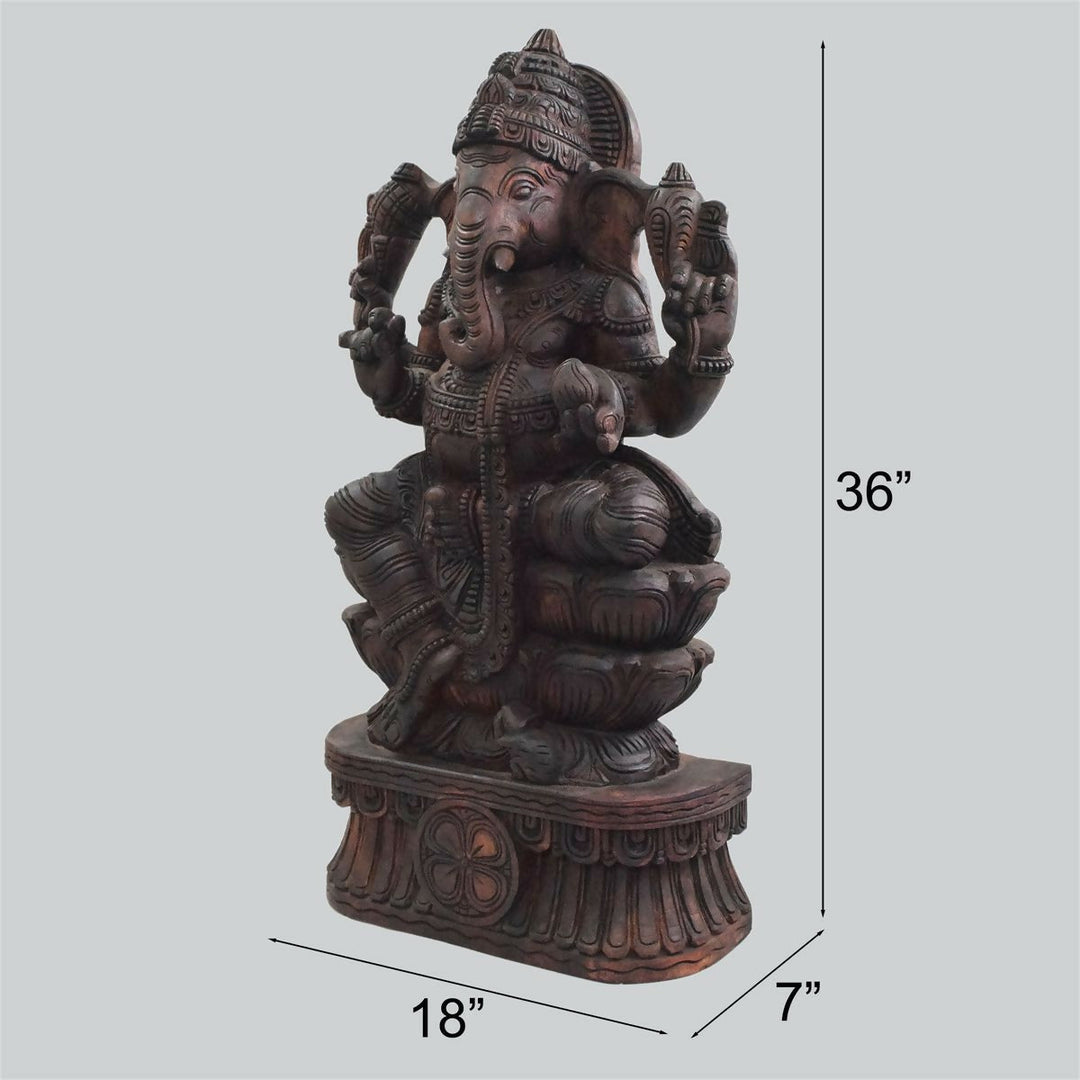 VAAGAI WOOD GANESHA STATUE 36*18*7 | SHOBITAM