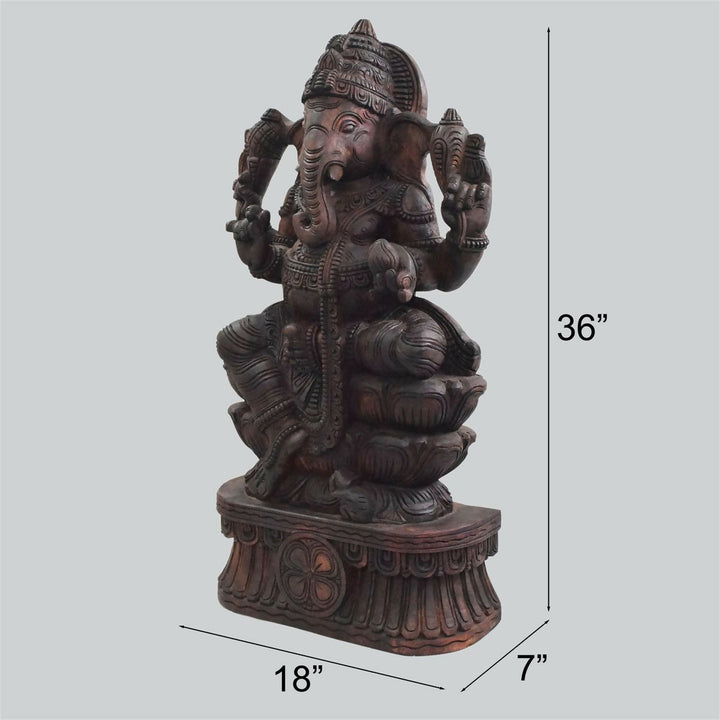 VAAGAI WOOD GANESHA STATUE 36*18*7 | SHOBITAM