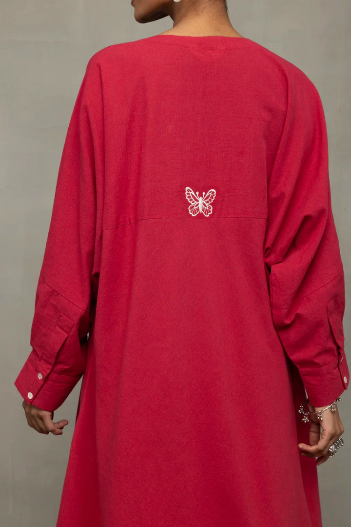 Crimson Pink Kala Cotton Oversized Co-ord Set | SHOBITAM