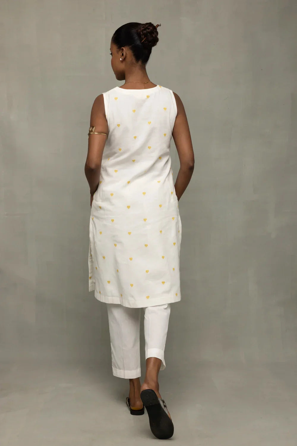 Ivory Hearts South Cotton Sleeveless Co-Ord Set | SHOBITAM