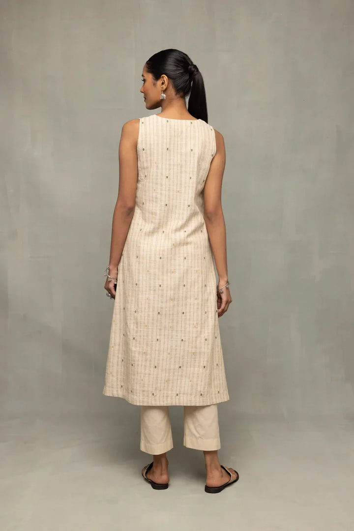 Sage Serenity South Cotton Zari Kurta Set with Dupatta | SHOBITAM