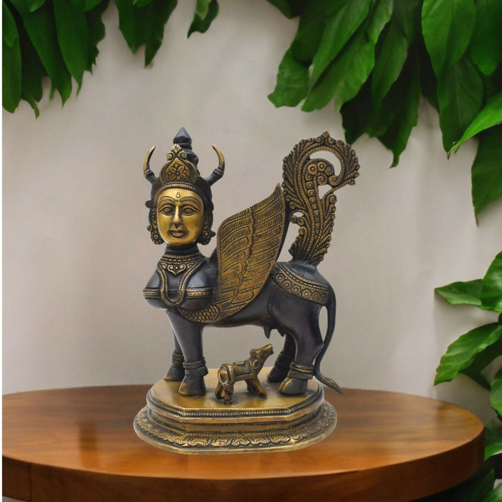 Brass Statue 2 Tone Kamadenu- 10*8*6 | SHOBITAM