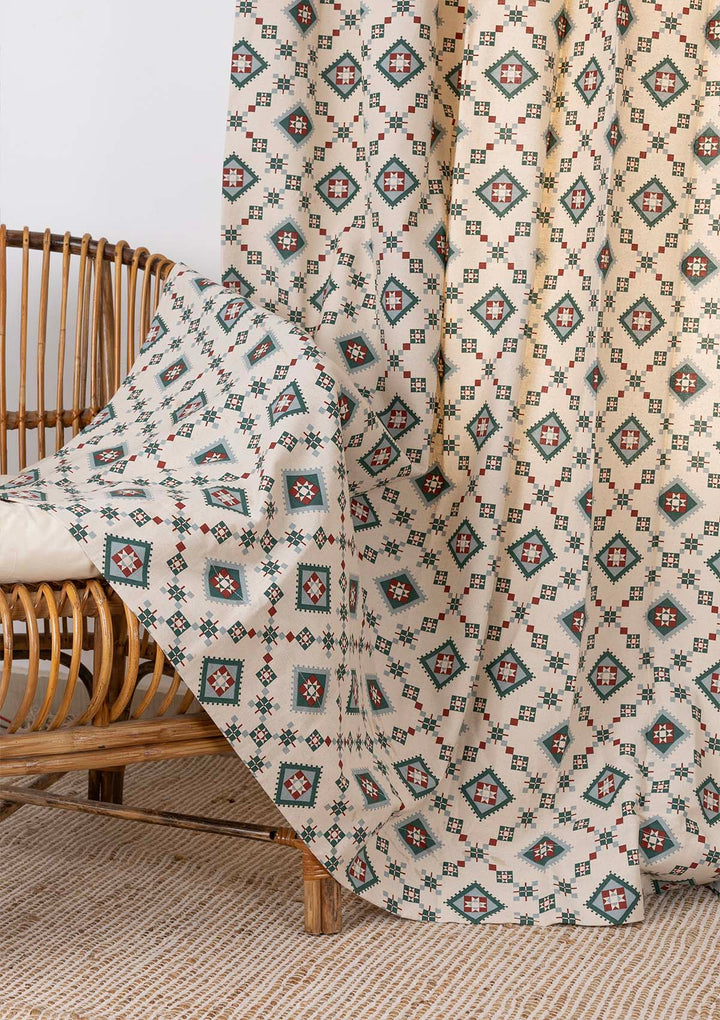 Thinnai 100% Cotton Ethnic Printed Curtain for Living & Bedroom - Ligth Reduction - Multicolor - Single Piece | SHOBITAM