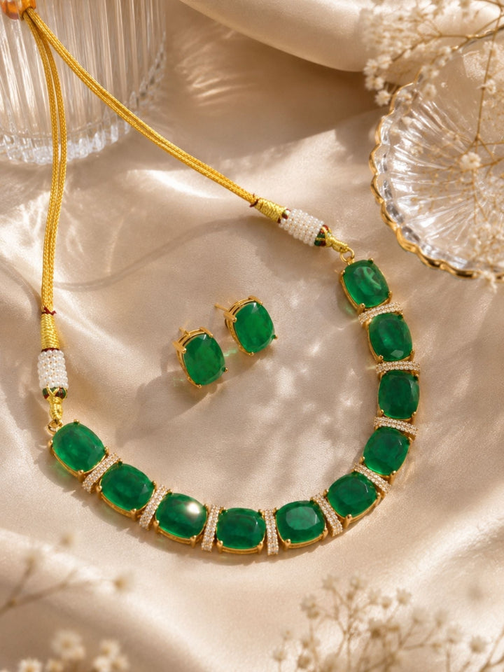Unique Crystal Choker Necklace Set | SHOBITAM