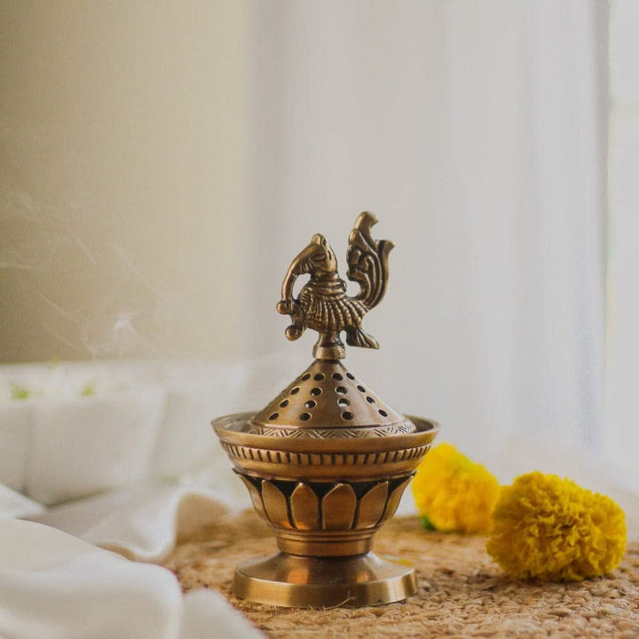 Konark Brass Incense & Loban Burner Dhoop Dani