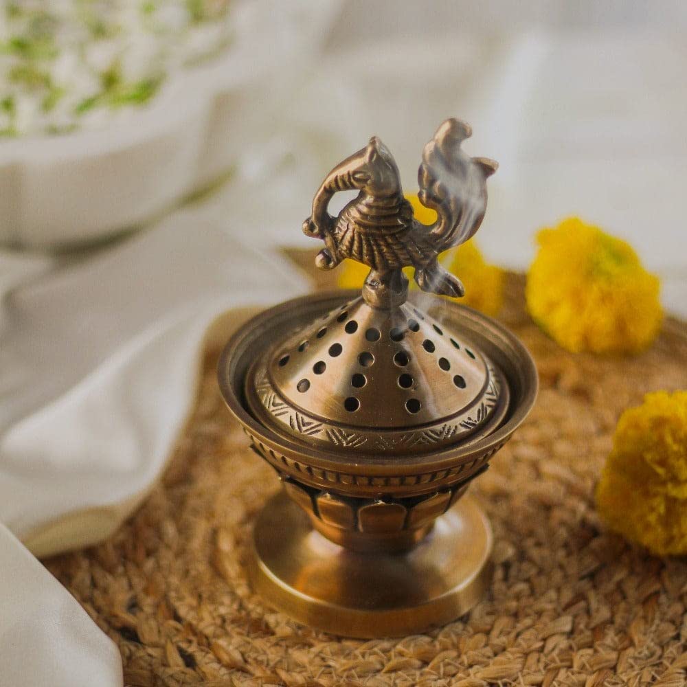 Konark Brass Incense & Loban Burner Dhoop Dani