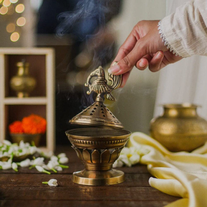 Konark Brass Incense & Loban Burner Dhoop Dani