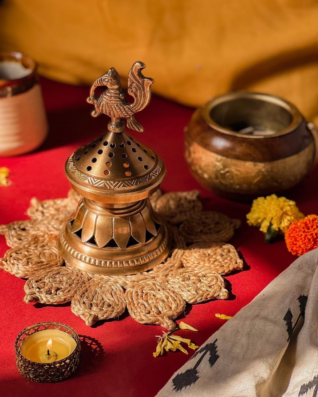 Konark Brass Incense & Loban Burner Dhoop Dani