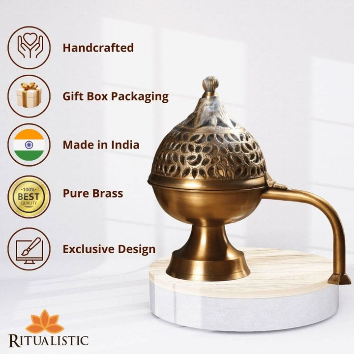 Brass Heritage Handheld Loban Burner Dhoop Dani